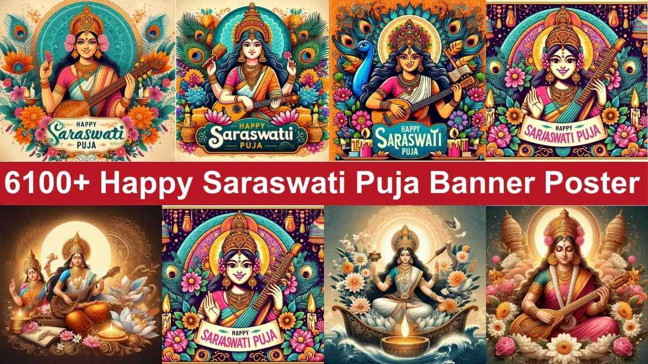 Happy Saraswati Puja Banner Poster Free Download