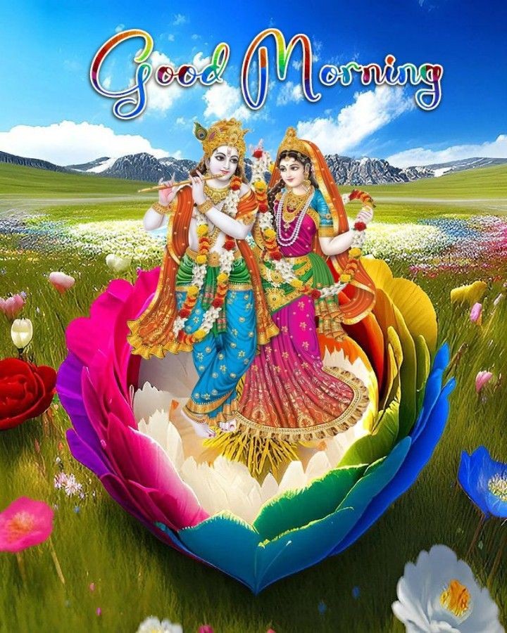 cute radha krishna good morning images Radha Krishna Good Morning