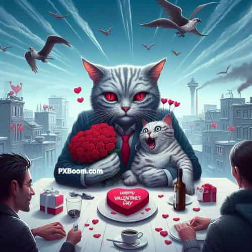 funny happy valentines day cat boss