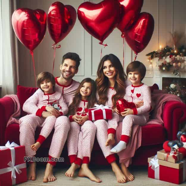 happy valentine's day family with kids image