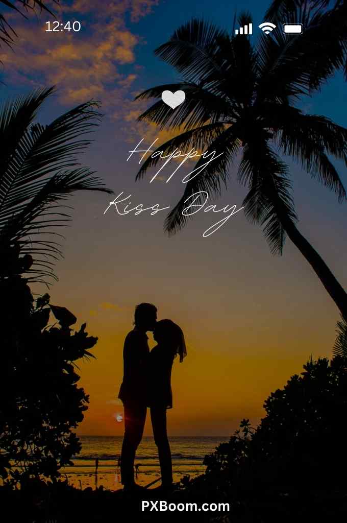 happy kiss day sunset image