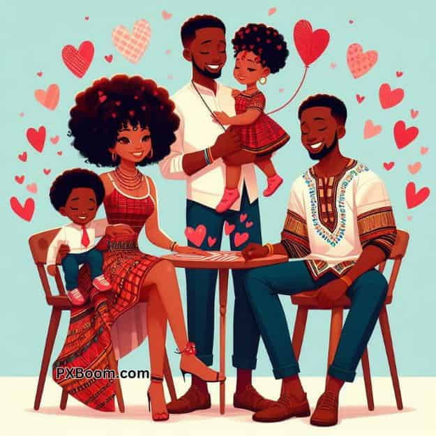 happy valentine's day african family with kids image