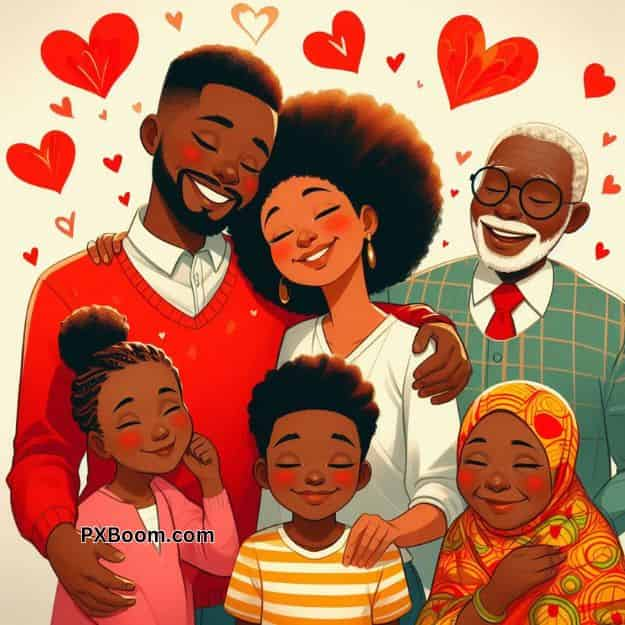 happy valentine's day to african family image