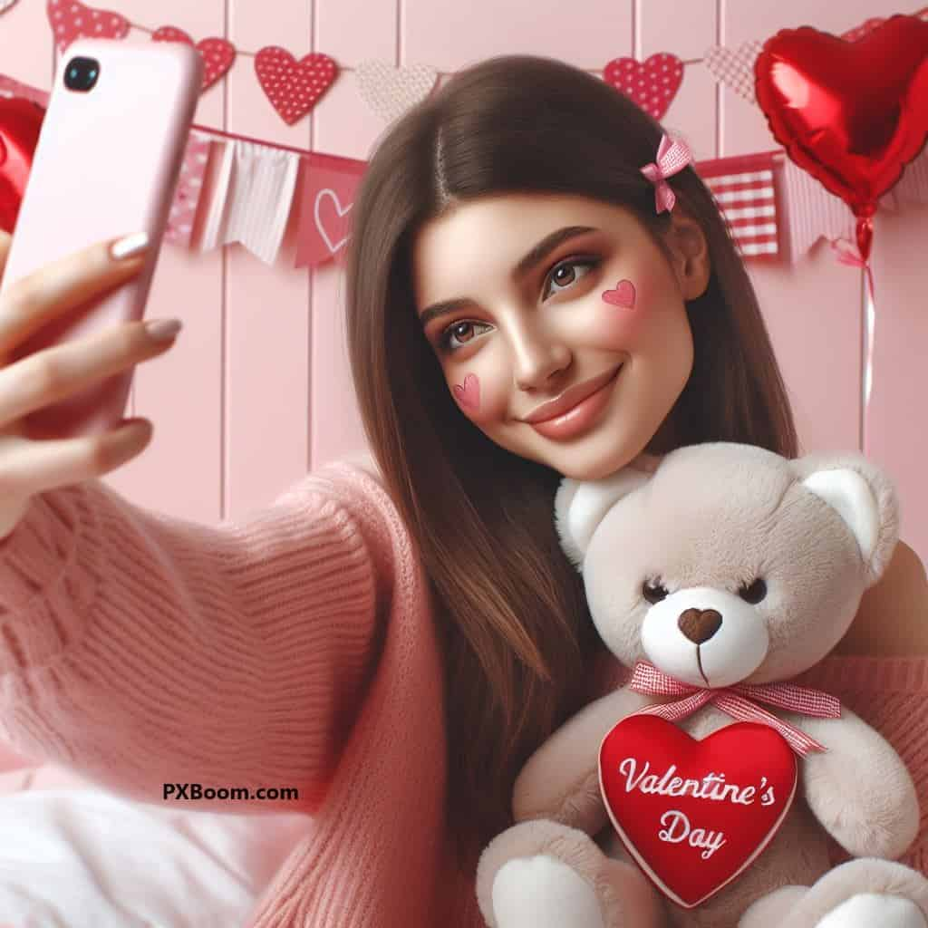 happy valentine's day daughter selfie