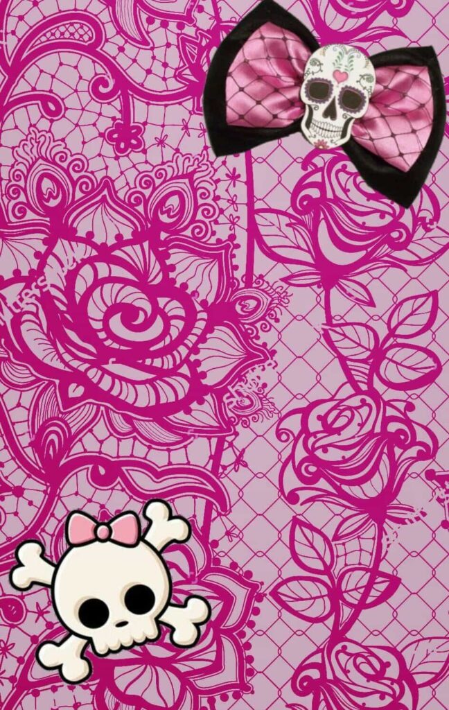17838 pink lace skulls skull wallpaper pink skull wallpaper Cyberpunk wallpaper