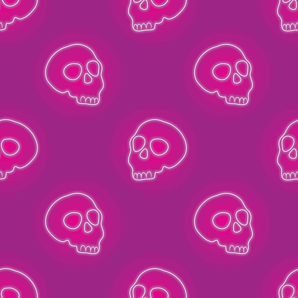 9767109 pink neon skull seamless vector on pink Cyberpunk wallpaper