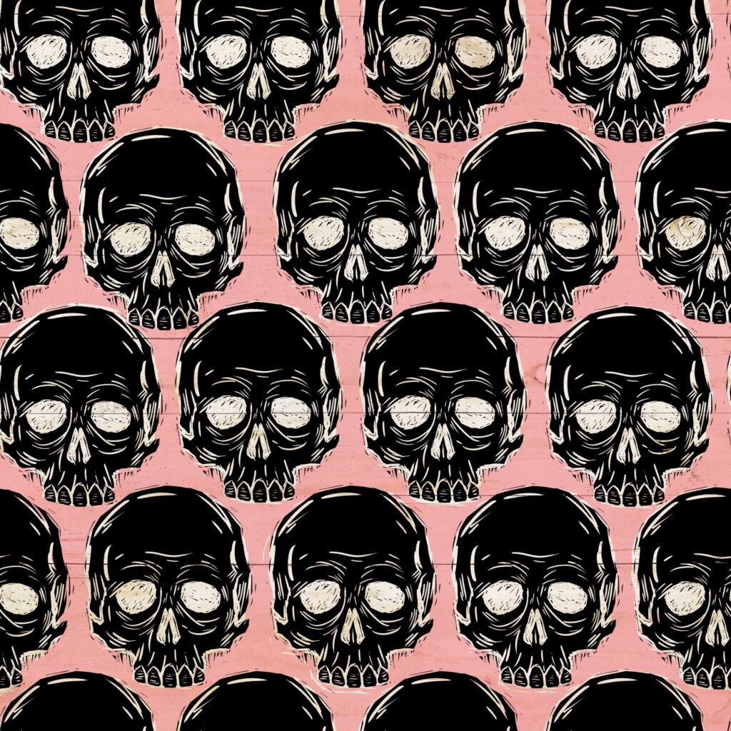 9767118 skulls everywhere pink premium Cyberpunk wallpaper