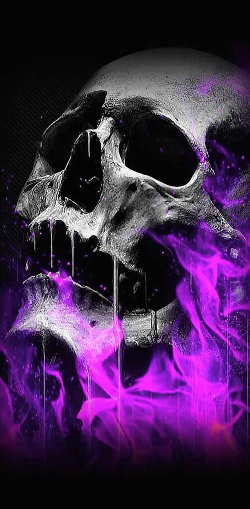 9767129 pink flaming skull wallpaper Cyberpunk wallpaper