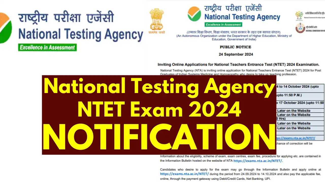 NTA NTET Exam 2024